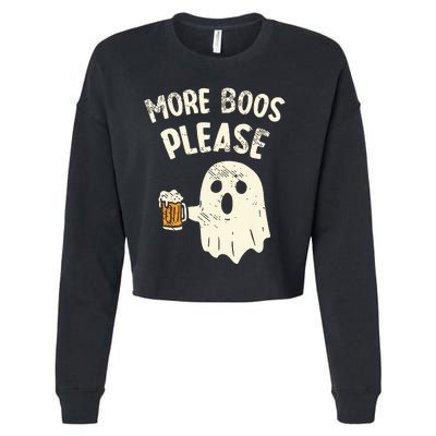 Retro More Boos Please Ghost Beer Halloween Costume Cropped Pullover Crew