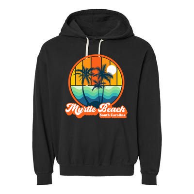 Retro Myrtle Beach South Carolina Summer 90s Beach Souvenirs Garment-Dyed Fleece Hoodie