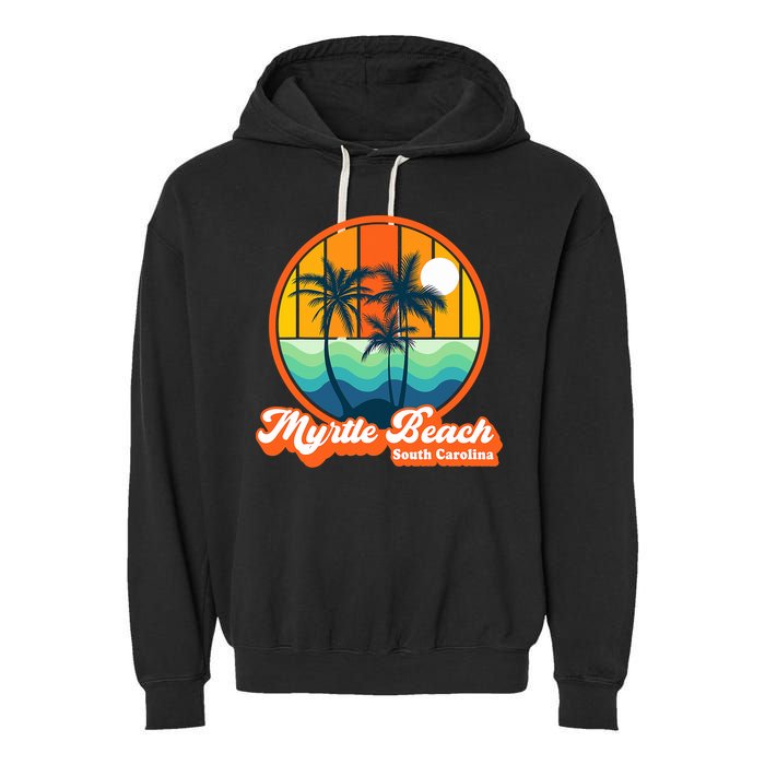 Retro Myrtle Beach South Carolina Summer 90s Beach Souvenirs Garment-Dyed Fleece Hoodie
