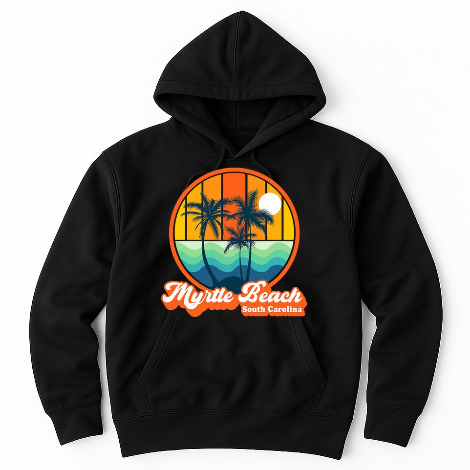 Retro Myrtle Beach South Carolina Summer 90s Beach Souvenirs Hoodie