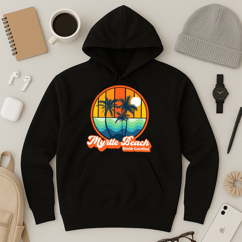 Retro Myrtle Beach South Carolina Summer 90s Beach Souvenirs Hoodie