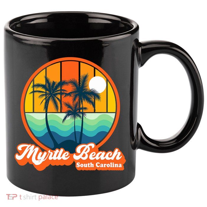 Retro Myrtle Beach South Carolina Summer 90s Beach Souvenirs 11oz C Handle Ceramic Mug