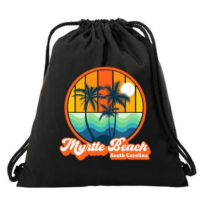 Retro Myrtle Beach South Carolina Summer 90s Beach Souvenirs Drawstring Bag