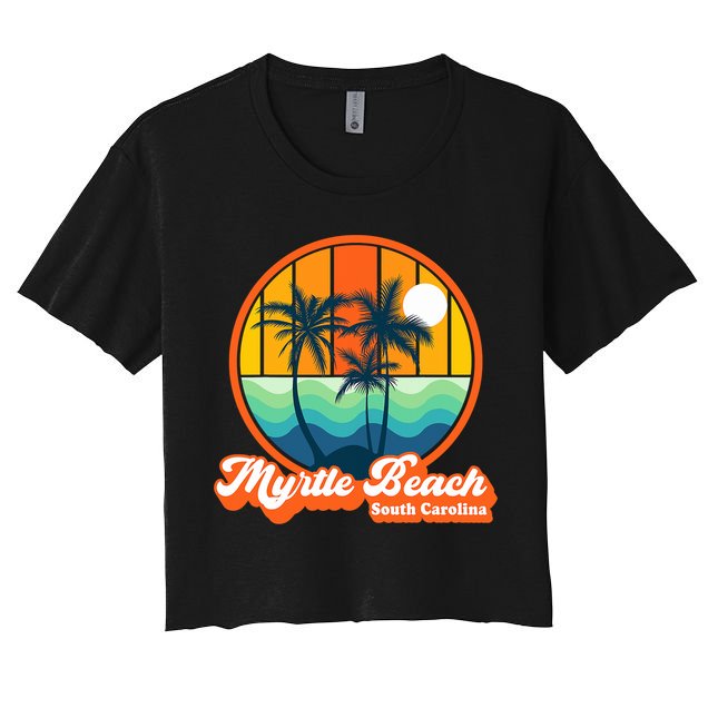 Retro Myrtle Beach South Carolina Summer 90s Beach Souvenirs Crop Top