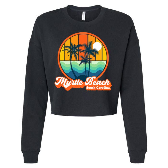 Retro Myrtle Beach South Carolina Summer 90s Beach Souvenirs Cropped Pullover Crew