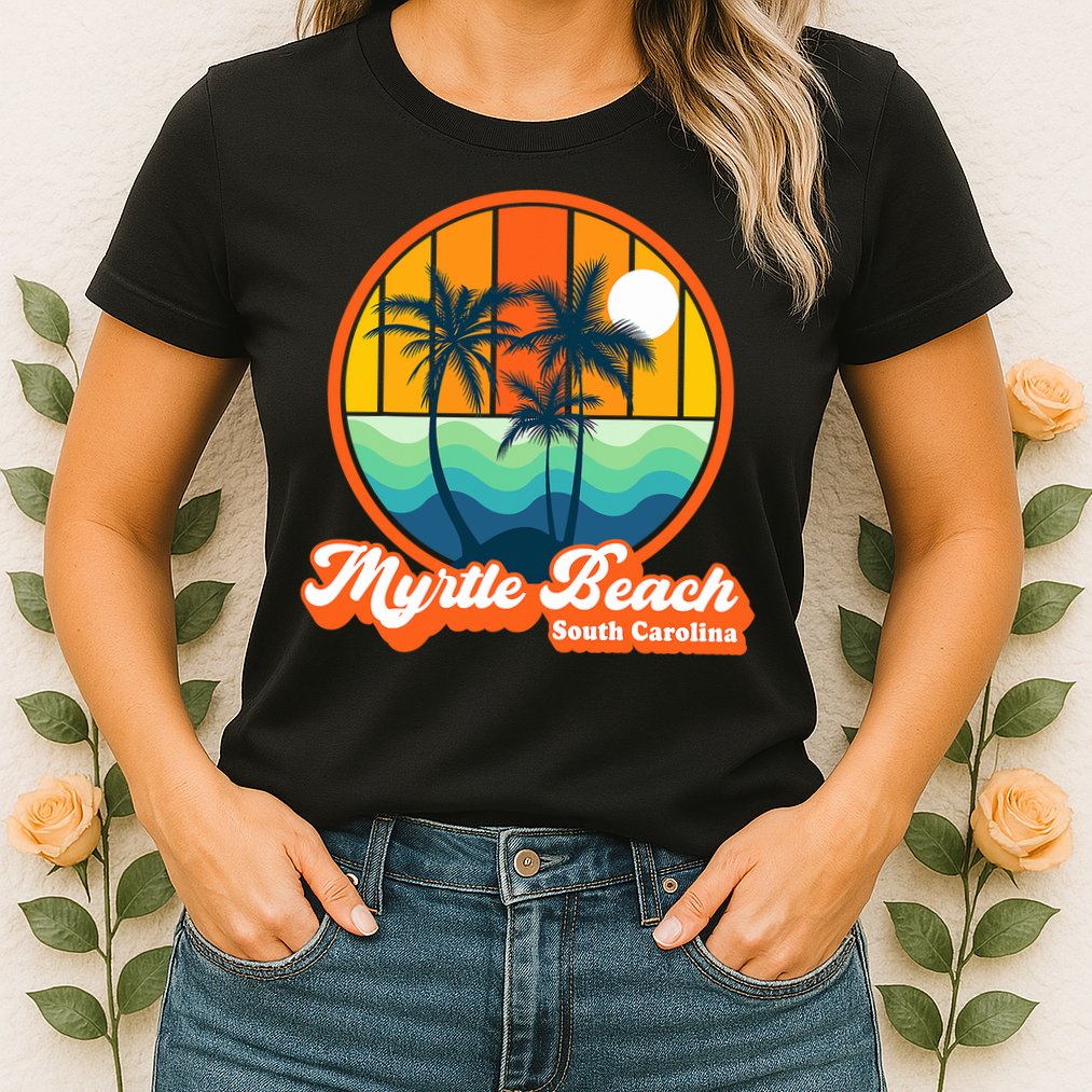 Retro Myrtle Beach South Carolina Summer 90s Beach Souvenirs Womens T-Shirt