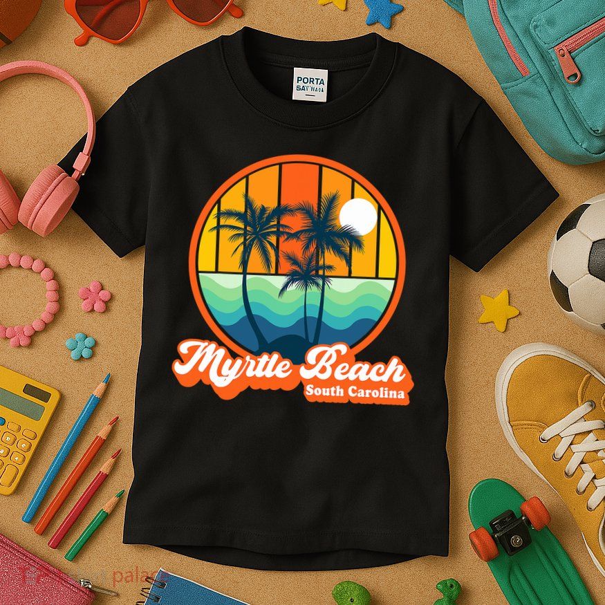 Retro Myrtle Beach South Carolina Summer 90s Beach Souvenirs Kids T-Shirt