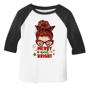 Redhead Messy Bun Merry And Bright Christmas Holiday Pajamas Cute Gift Toddler Fine Jersey T-Shirt