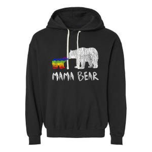 Rainbow Mama Bear Always Forever Love Support Pride Lgbtq Garment-Dyed Fleece Hoodie