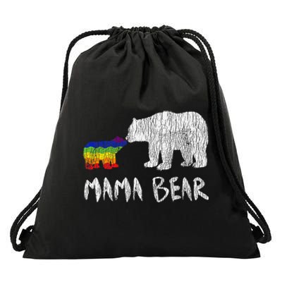 Rainbow Mama Bear Always Forever Love Support Pride Lgbtq Drawstring Bag