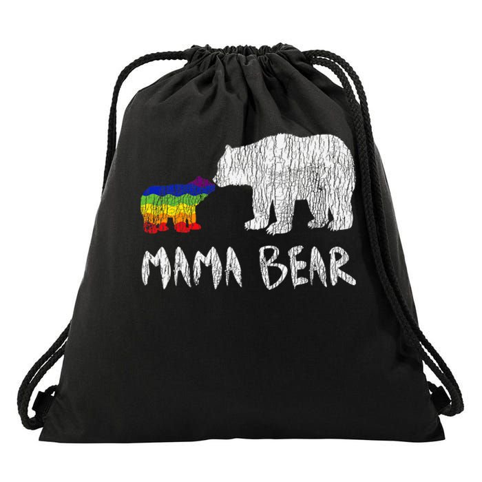 Rainbow Mama Bear Always Forever Love Support Pride Lgbtq Drawstring Bag