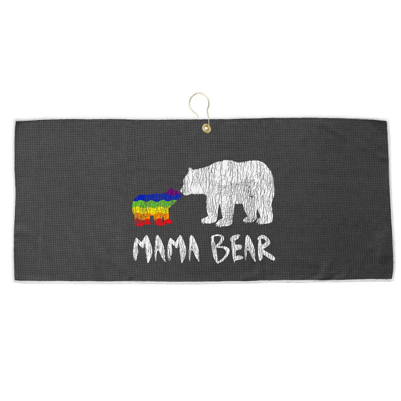 Rainbow Mama Bear Always Forever Love Support Pride Lgbtq Large Microfiber Waffle Golf Towel