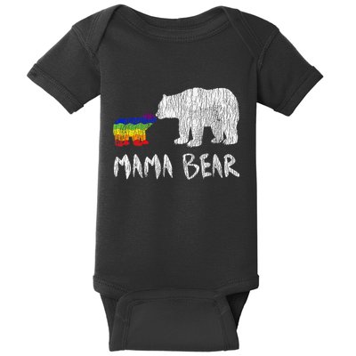 Rainbow Mama Bear Always Forever Love Support Pride Lgbtq Baby Bodysuit