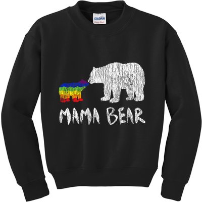 Rainbow Mama Bear Always Forever Love Support Pride Lgbtq Kids Sweatshirt