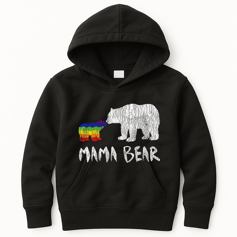 Rainbow Mama Bear Always Forever Love Support Pride Lgbtq Kids Hoodie