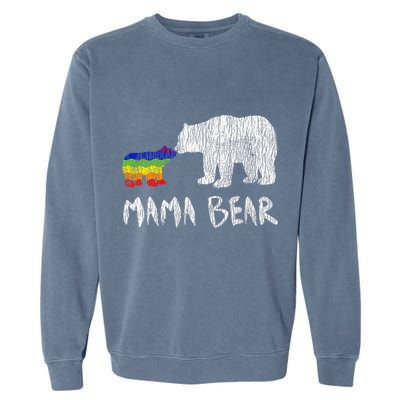Rainbow Mama Bear Always Forever Love Support Pride Lgbtq Garment-Dyed Sweatshirt