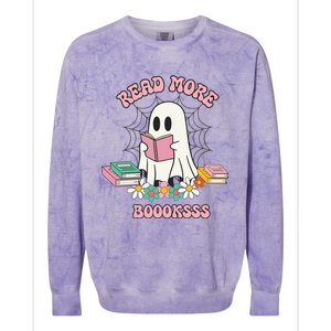 Read More Books Ghost Reading Book Halloween Spooky Season Funny Gift Colorblast Crewneck Sweatshirt