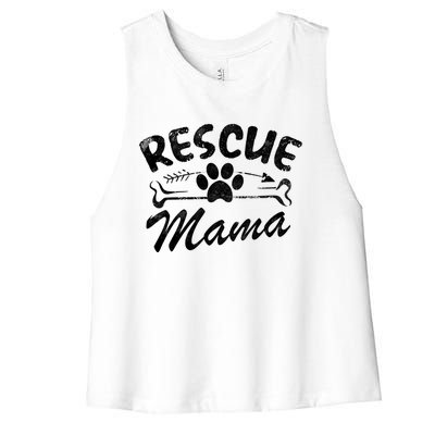 Rescue Mama Best Dog Lover Owner Gift Mom Ever Mother Day Gift Women's Racerback Cropped Tank