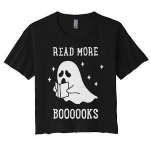 Read More Boooooks Cute Ghost Read More Boooooks Halloween Women's Crop Top Tee