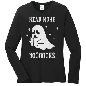 Read More Boooooks Cute Ghost Read More Boooooks Halloween Ladies Long Sleeve Shirt