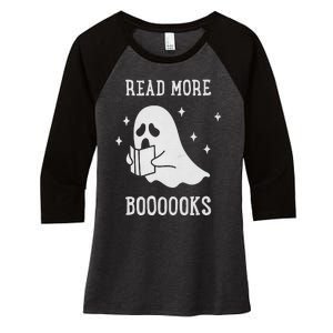 Read More Boooooks Cute Ghost Read More Boooooks Halloween Women's Tri-Blend 3/4-Sleeve Raglan Shirt