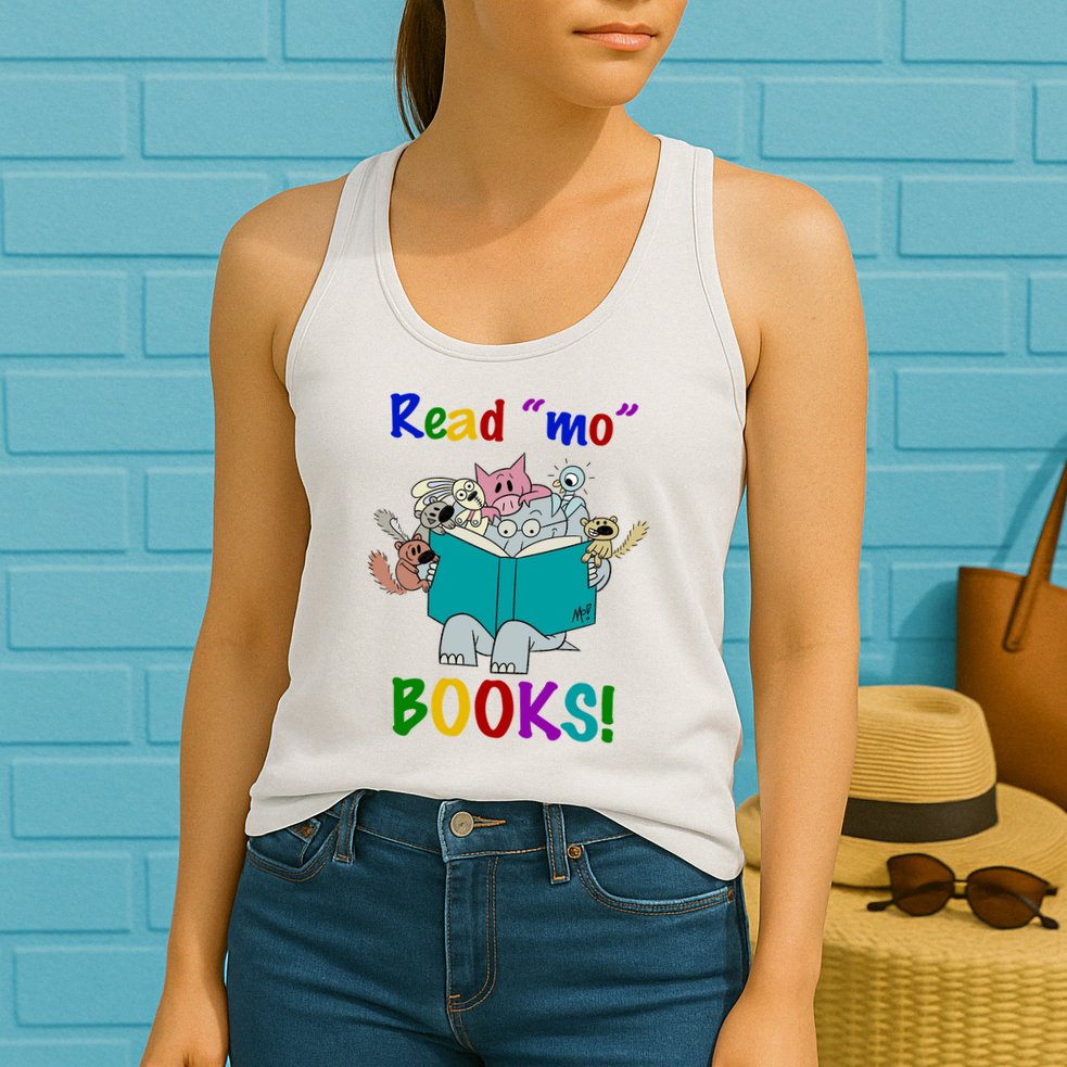 Read Mo Books Elephant Animals Womens Tank Top