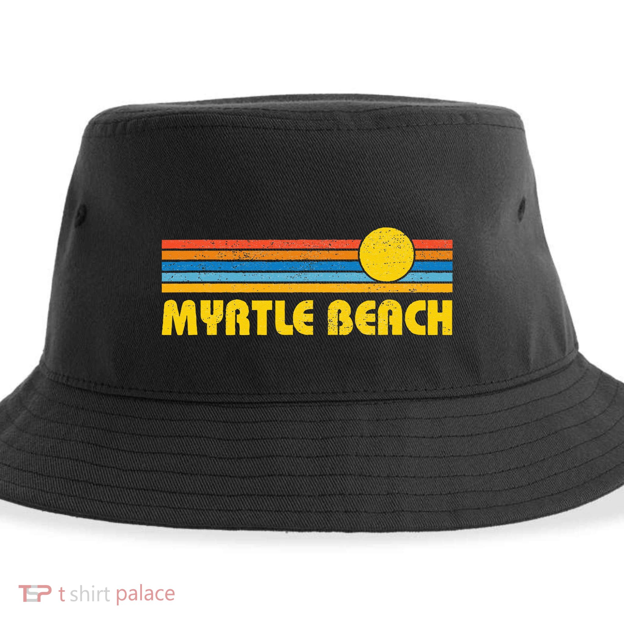 Retro Myrtle Beach Sunset Vintage Throwback Sustainable Bucket Hat