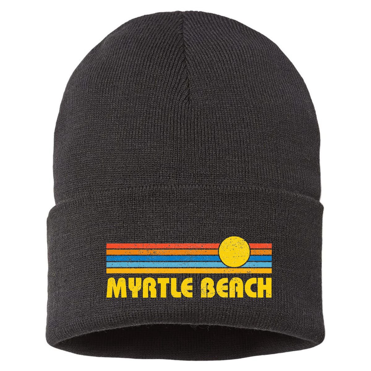 Retro Myrtle Beach Sunset Vintage Throwback Sustainable Knit Beanie