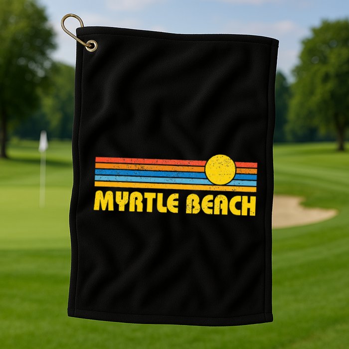 Retro Myrtle Beach Sunset Vintage Throwback Golf Towel