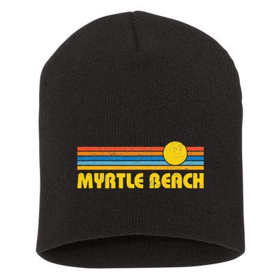 Retro Myrtle Beach Sunset Vintage Throwback Short Acrylic Beanie