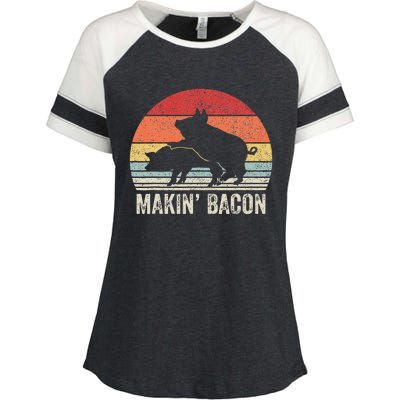 Retro Makin Bacon Pork Bacon Enza Ladies Jersey Colorblock Tee