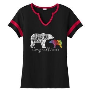 Rainbow Mama Bear Always Love Support Pride Lgbt Ladies Halftime Notch Neck Tee