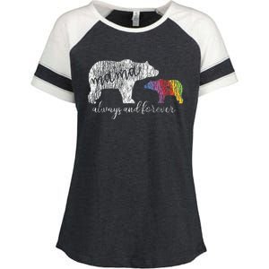 Rainbow Mama Bear Always Love Support Pride Lgbt Enza Ladies Jersey Colorblock Tee