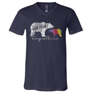 Rainbow Mama Bear Always Love Support Pride Lgbt V-Neck T-Shirt