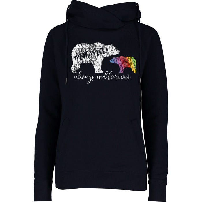 Rainbow Mama Bear Always Love Support Pride Lgbt Womens Funnel Neck Pullover Hood