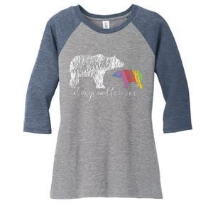 Rainbow Mama Bear Always Love Support Pride Lgbt Women's Tri-Blend 3/4-Sleeve Raglan Shirt