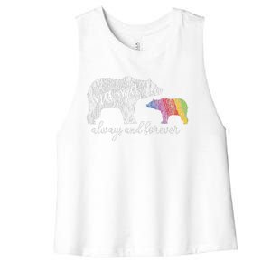 Rainbow Mama Bear Always Love Support Pride Lgbt Women's Racerback Cropped Tank