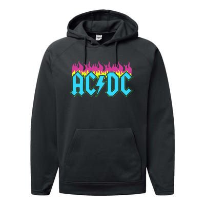 Rock Music Band Neon Flames Performance Fleece Hoodie