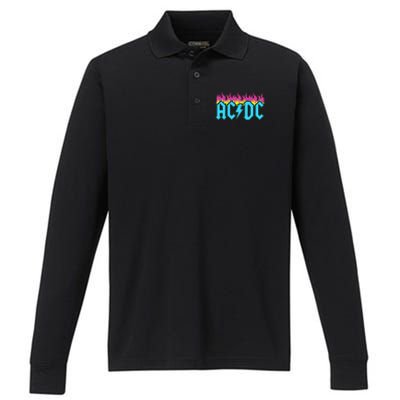 Rock Music Band Neon Flames Performance Long Sleeve Polo