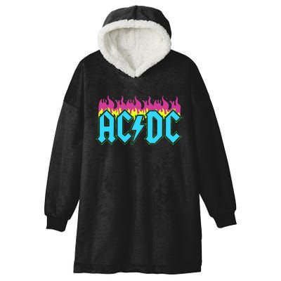 Rock Music Band Neon Flames Hooded Wearable Blanket