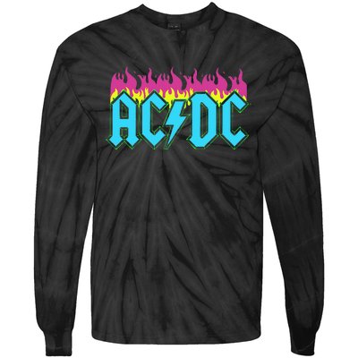 Rock Music Band Neon Flames Tie-Dye Long Sleeve Shirt