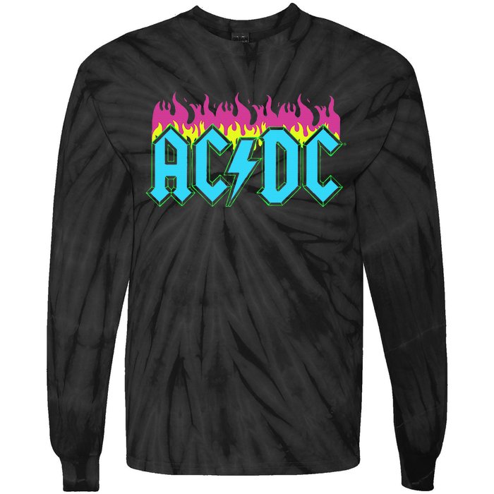 Rock Music Band Neon Flames Tie-Dye Long Sleeve Shirt