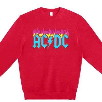 Rock Music Band Neon Flames Premium Crewneck Sweatshirt