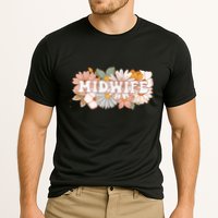 Retro Midwife Boho Flowers Labor And Delivery Nurse Cooling Performance Crew T-Shirt