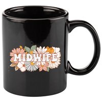 Retro Midwife Boho Flowers Labor And Delivery Nurse 11oz C Handle Ceramic Mug