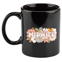 Retro Midwife Boho Flowers Labor And Delivery Nurse 11oz C Handle Ceramic Mug