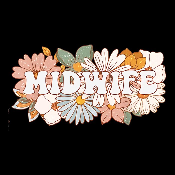 Retro Midwife Boho Flowers Labor And Delivery Nurse Flat Bill Trucker Hat