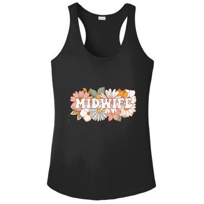 Retro Midwife Boho Flowers Labor And Delivery Nurse Ladies PosiCharge Competitor Racerback Tank