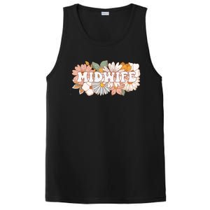 Retro Midwife Boho Flowers Labor And Delivery Nurse PosiCharge Competitor Tank