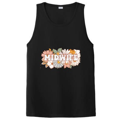Retro Midwife Boho Flowers Labor And Delivery Nurse PosiCharge Competitor Tank